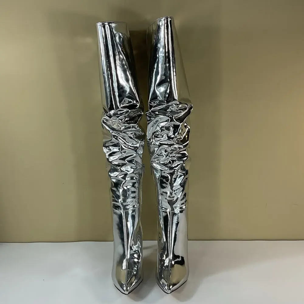 NEW I.N.C. Women’s Iyonna Over the Knee Slouch Boots Silver Size 5.5M